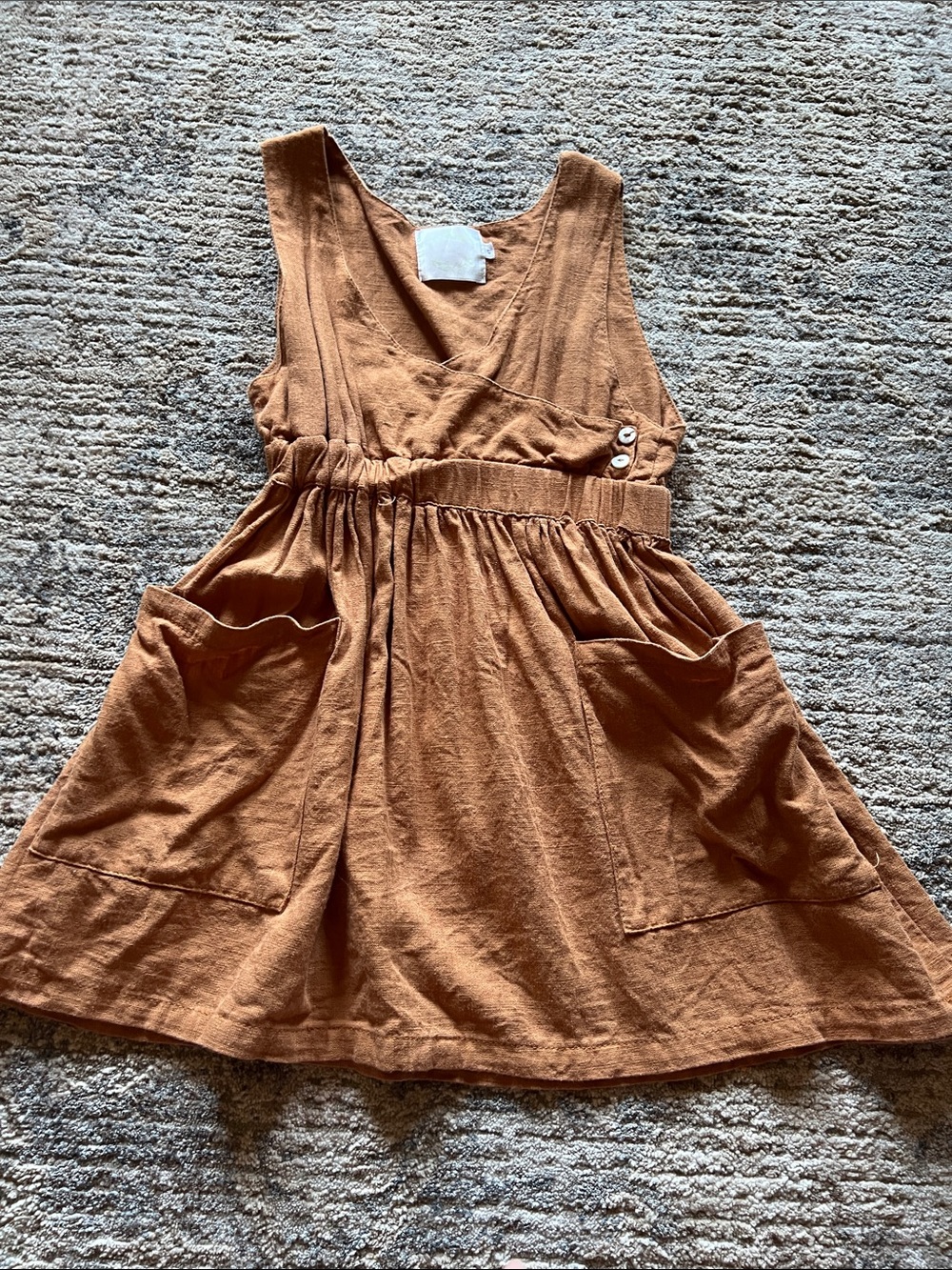 Girls' Rust Brown Cotton Pinafore Overalls Dress